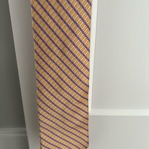 Ike Behar Gold and Purple Diagonal Striped Tie